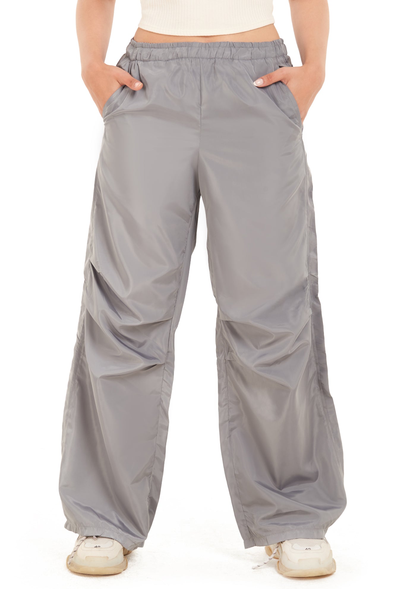 Silver parachute pant
